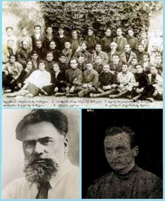 Qazaqişi Gazeti’yi Zugdidi’de yayınlayan kadro ve İsaki Jvania  ile Mamanti Kvirtia